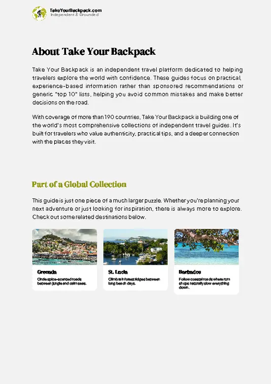 example page 1 from our offline Travel Guide for Saint Vincent and the Grenadines